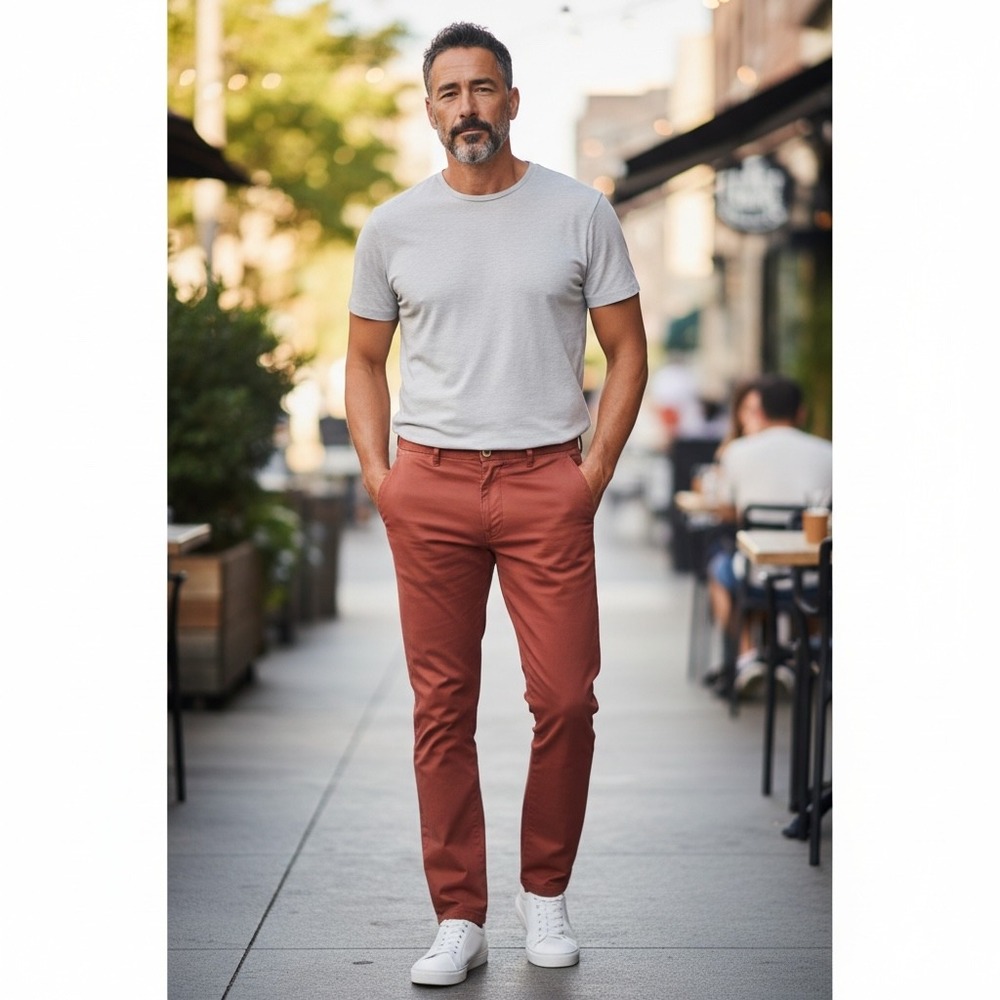 Scotch & Soda Mott Slim Fit Chinos Rust Orange Mens Stretch Cotton Twill Pants